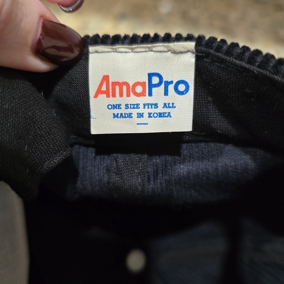 Vintage Corduroy Honda SnapBack Hat RARE 70s Black Rope AMA Pro Script Logo Cap - Picture 5 of 6